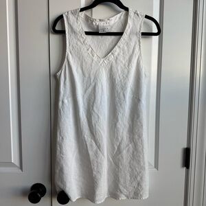 CLICK by Color Me Cotton 100% Linen V-Neck Tunic Tank White M